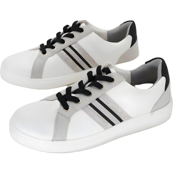 LifeStride Happy Friday washable lace-up white sneakers webbed fabric 8.5M - Picture 2 of 6